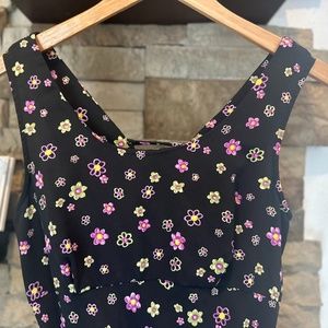 Vintage 90's Black and Daisy Maxi Dress w corset back ties By My Michelle